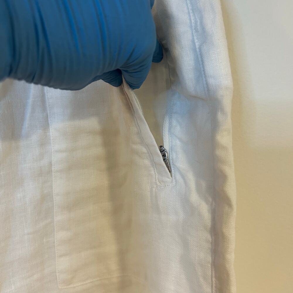 ATHLETA Sz 12 -2 PAIR!- Chambray & White High Rise Retreat Linen Capri Wide Leg - Picture 11 of 16